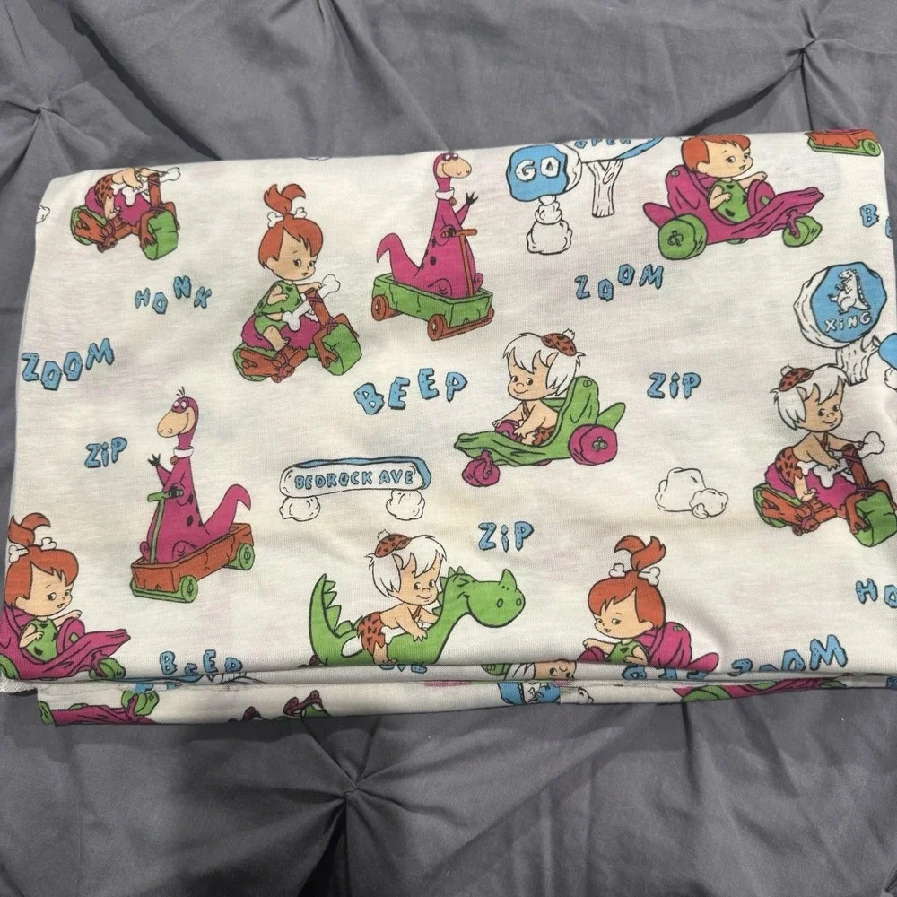 VTG‎ Flintstones 1991 Hanna Barbera Pebbles Bam Bam Dino Fabric 60